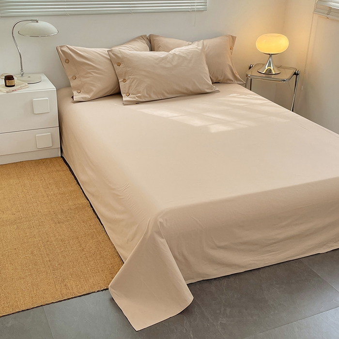 91家纺网 家纺一手货源 找家纺 （总）yyds网供 2026新款A类仿汉麻棉麻纽扣款单品床单被套复古100%水洗棉无印风三件套酒店民宿