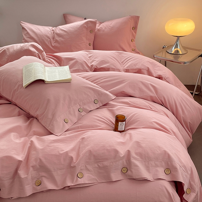 91家纺网 家纺一手货源 找家纺 （总）yyds网供 2026新款A类仿汉麻棉麻纽扣款单品床单被套复古100%水洗棉无印风三件套酒店民宿