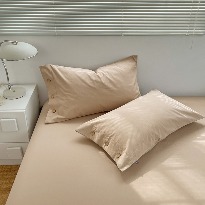 91家纺网 家纺一手货源 找家纺 yyds网供 2026新款A类仿汉麻棉麻纽扣款单品床单被套复古100%水洗棉无印风三件套酒店民宿 纽扣奶油咖