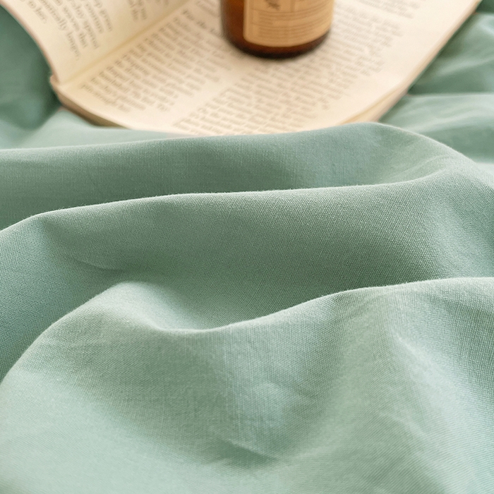 91家纺网 家纺一手货源 找家纺 yyds网供 2026新款A类仿汉麻棉麻纽扣款单品床单被套复古100%水洗棉无印风三件套酒店民宿 纽扣松石绿