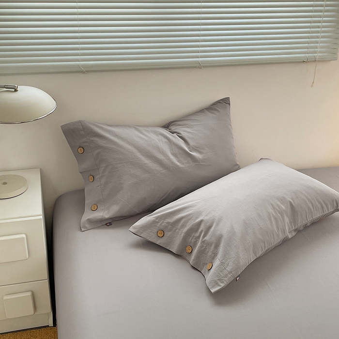 91家纺网 家纺一手货源 找家纺 yyds网供 2026新款A类仿汉麻棉麻纽扣款单品床单被套复古100%水洗棉无印风三件套酒店民宿 纽扣烟雨灰