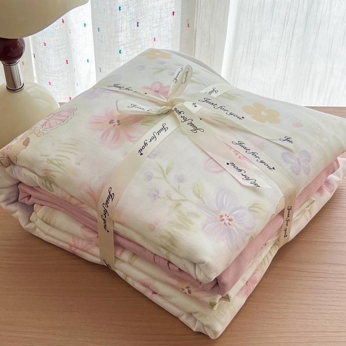 91家纺网 家纺一手货源 找家纺 一比一家纺 2026新款全棉双层纱四件套 维尼熊