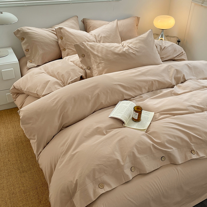 91家纺网 家纺一手货源 找家纺 （总）yyds网供 2026新款A类仿汉麻棉麻纽扣款四件套复古水洗棉无印风三件套酒店民宿