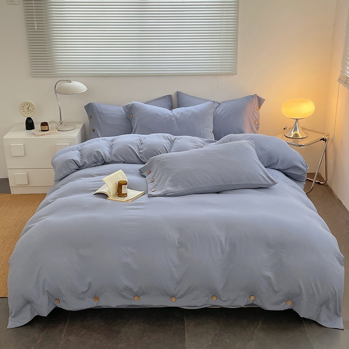 91家纺网 家纺一手货源 找家纺 （总）yyds网供 2026新款A类仿汉麻棉麻纽扣款四件套复古水洗棉无印风三件套酒店民宿