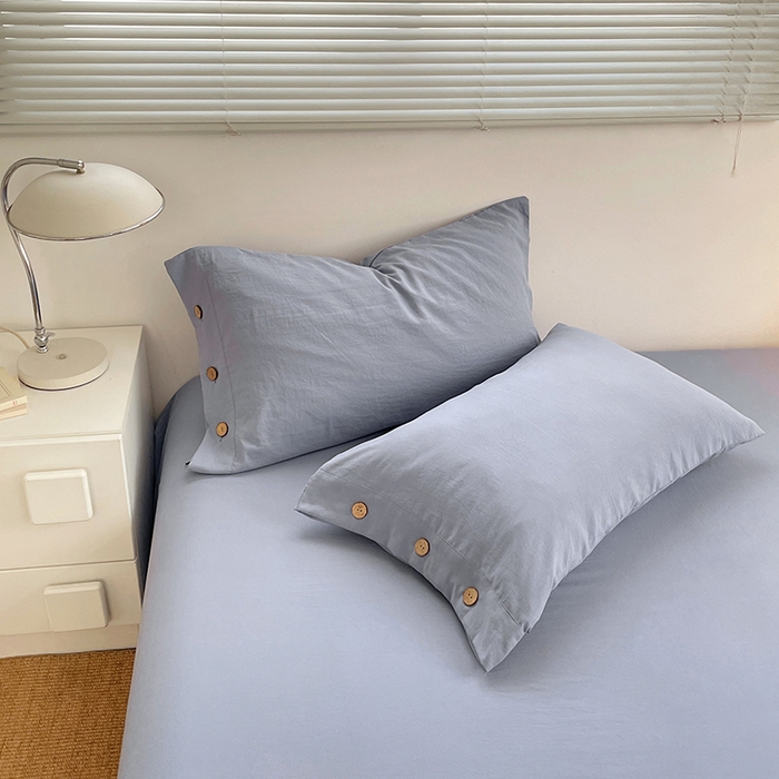 91家纺网 家纺一手货源 找家纺 yyds网供 2026新款A类仿汉麻棉麻纽扣款四件套复古水洗棉无印风三件套酒店民宿 纽扣牛仔兰