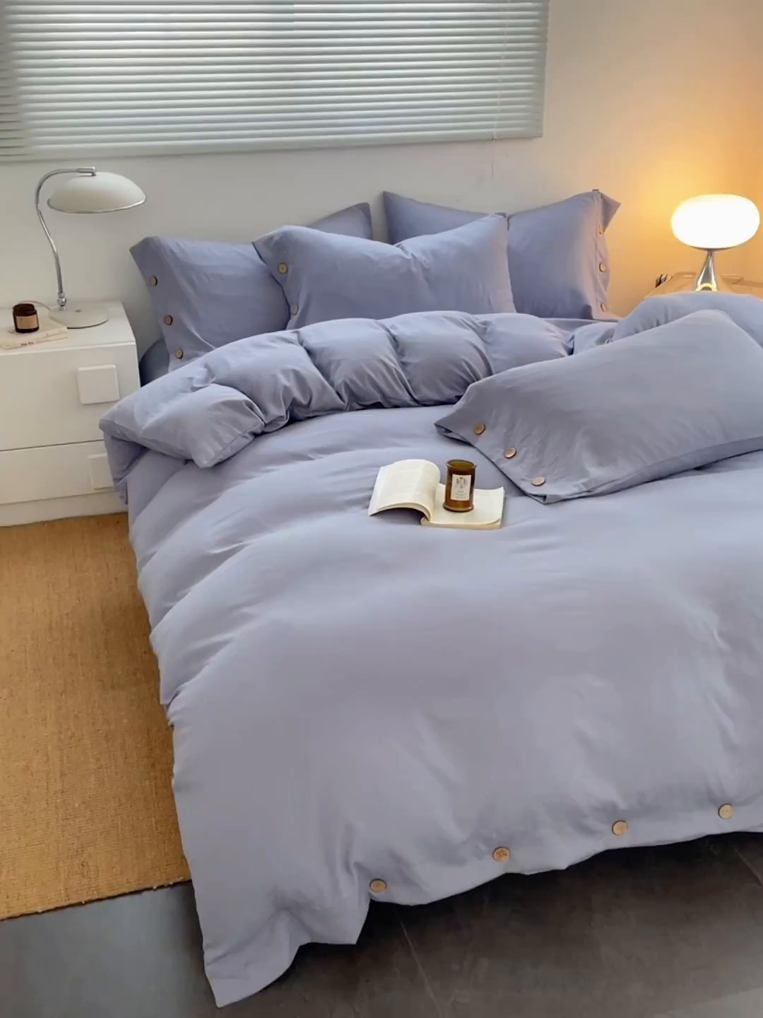 91家纺网 家纺一手货源 找家纺 yyds网供 2026新款A类仿汉麻棉麻纽扣款四件套复古水洗棉无印风三件套酒店民宿 纽扣牛仔兰