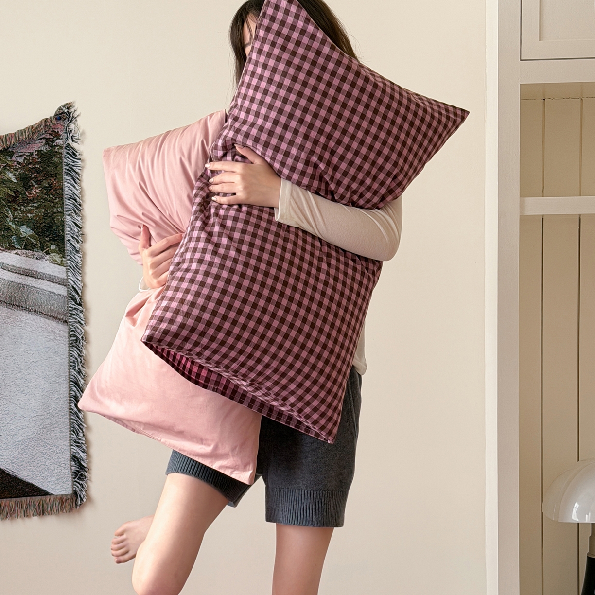 91家纺网 家纺一手货源 找家纺 例外 2026春夏新款全棉纯棉色织水洗棉四件套-布拉格（套件会员 -10） 布拉格-树莓