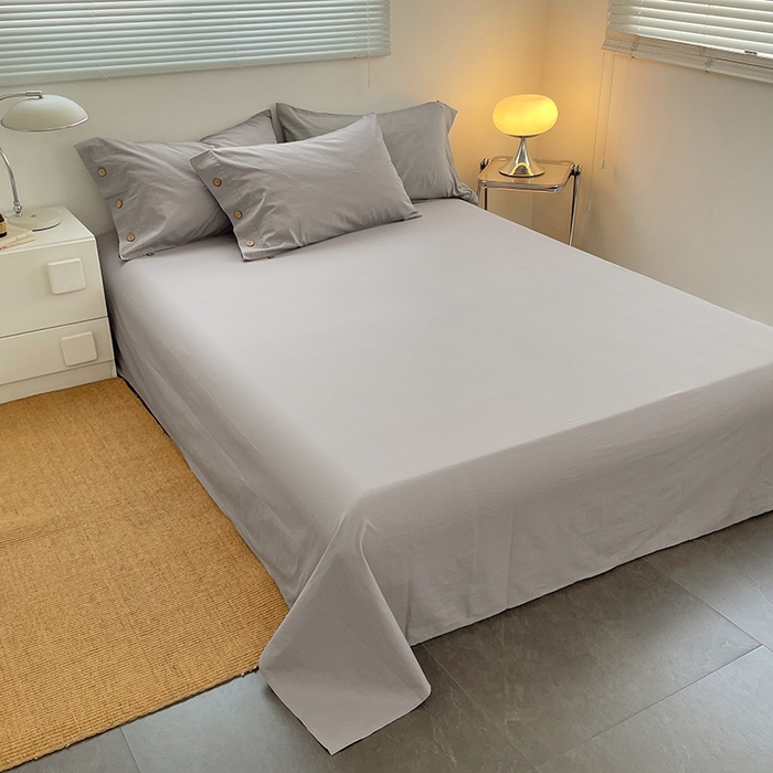 91家纺网 家纺一手货源 找家纺 yyds网供 2026新款A类仿汉麻棉麻纽扣款四件套复古水洗棉无印风三件套酒店民宿 纽扣烟雨灰