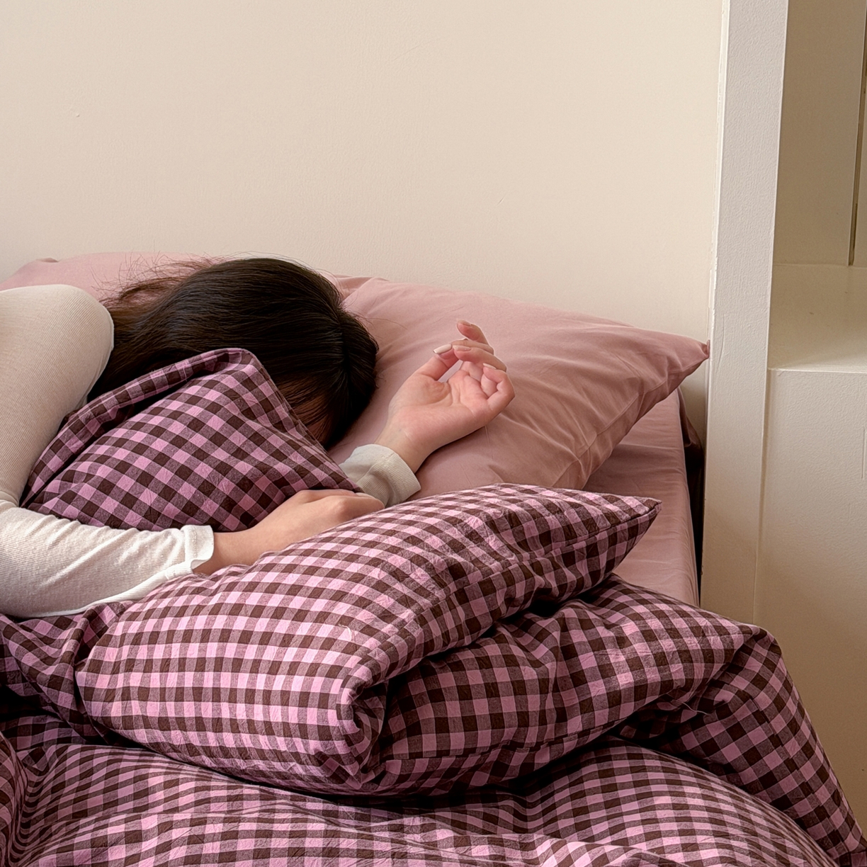 91家纺网 家纺一手货源 找家纺 例外 2026春夏新款全棉纯棉色织水洗棉四件套-布拉格（套件会员 -10） 布拉格-树莓