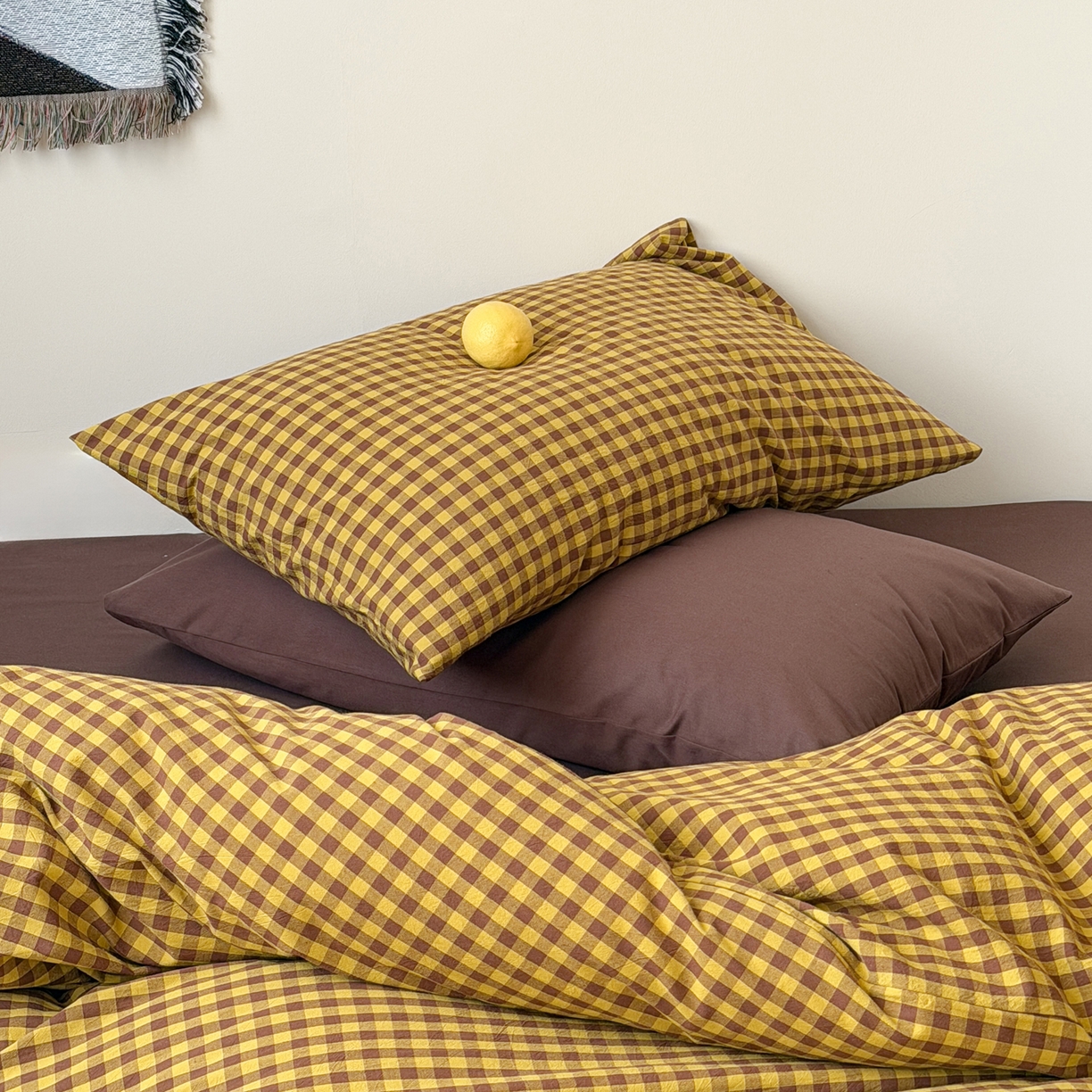 91家纺网 家纺一手货源 找家纺 例外 2026春夏新款全棉纯棉色织水洗棉四件套-布拉格（套件会员 -10） 布拉格-黄棕