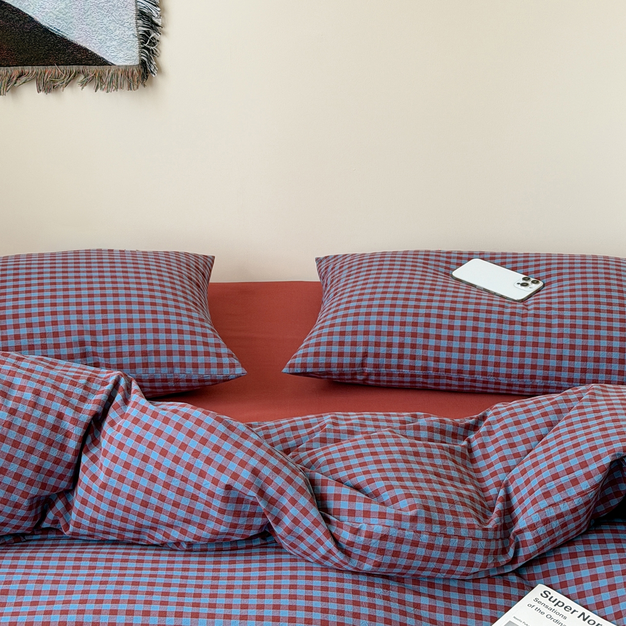 91家纺网 家纺一手货源 找家纺 例外 2026春夏新款全棉纯棉色织水洗棉四件套-布拉格（套件会员 -10） 布拉格-藏红