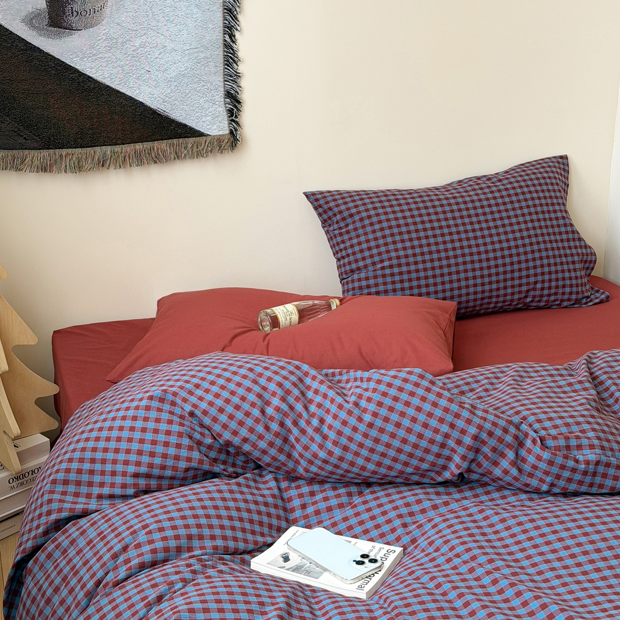 91家纺网 家纺一手货源 找家纺 （总）例外 2026春夏新款全棉纯棉色织水洗棉四件套-布拉格（套件会员 -10）