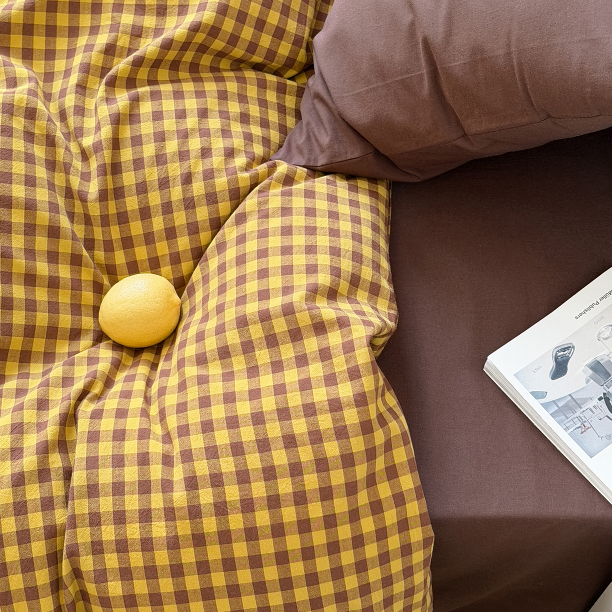 91家纺网 家纺一手货源 找家纺 例外 2026春夏新款全棉纯棉色织水洗棉四件套-布拉格（套件会员 -10） 布拉格-黄棕