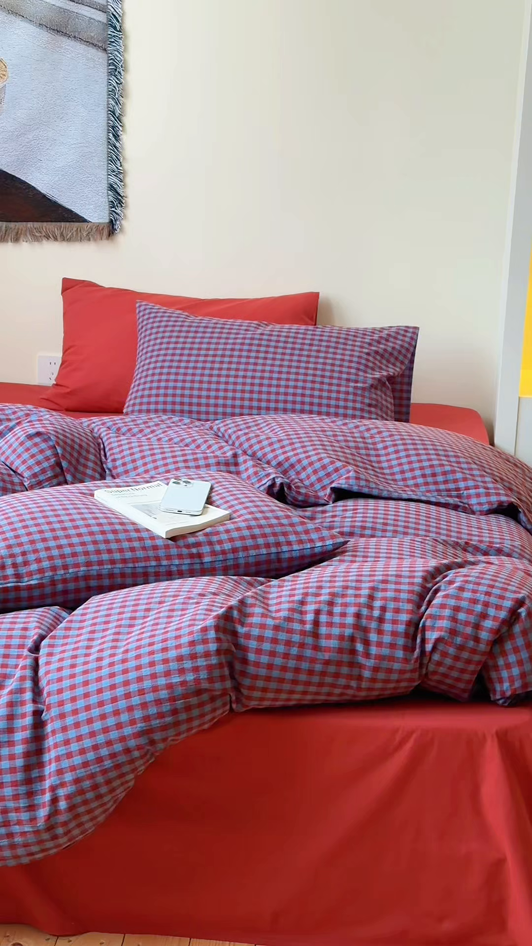 91家纺网 家纺一手货源 找家纺 例外 2026春夏新款全棉纯棉色织水洗棉四件套-布拉格（套件会员 -10） 布拉格-藏红