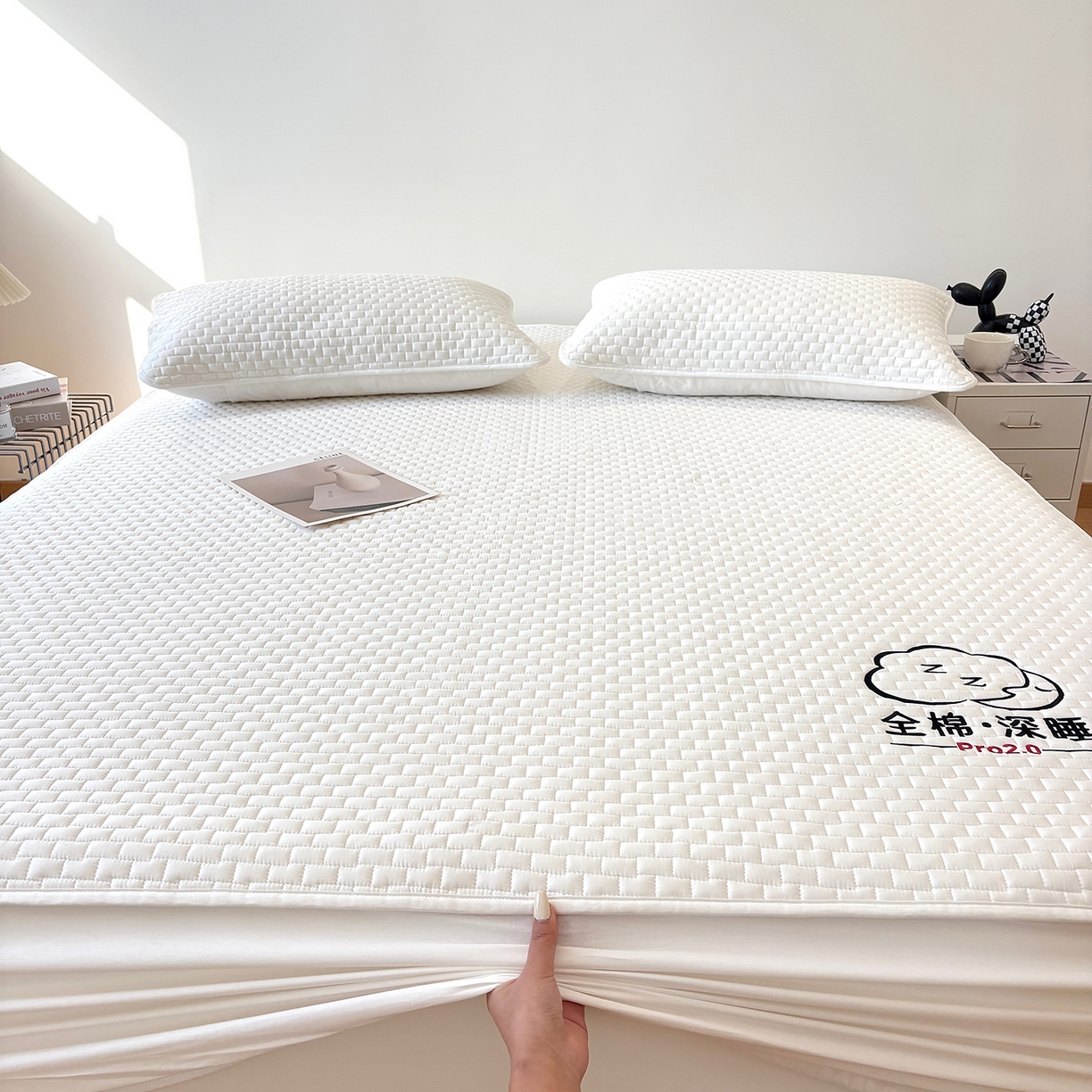 91家纺网 家纺一手货源 找家纺 居眠 2026新款莱尔-全棉深睡夹棉床笠 莱尔-白