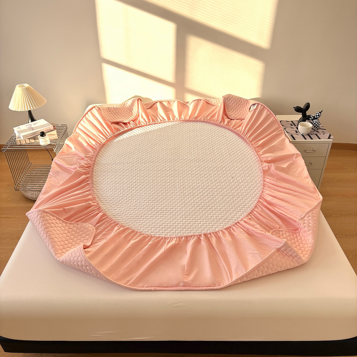 91家纺网 家纺一手货源 找家纺 居眠 2026新款莱尔-全棉深睡夹棉床笠 莱尔-粉