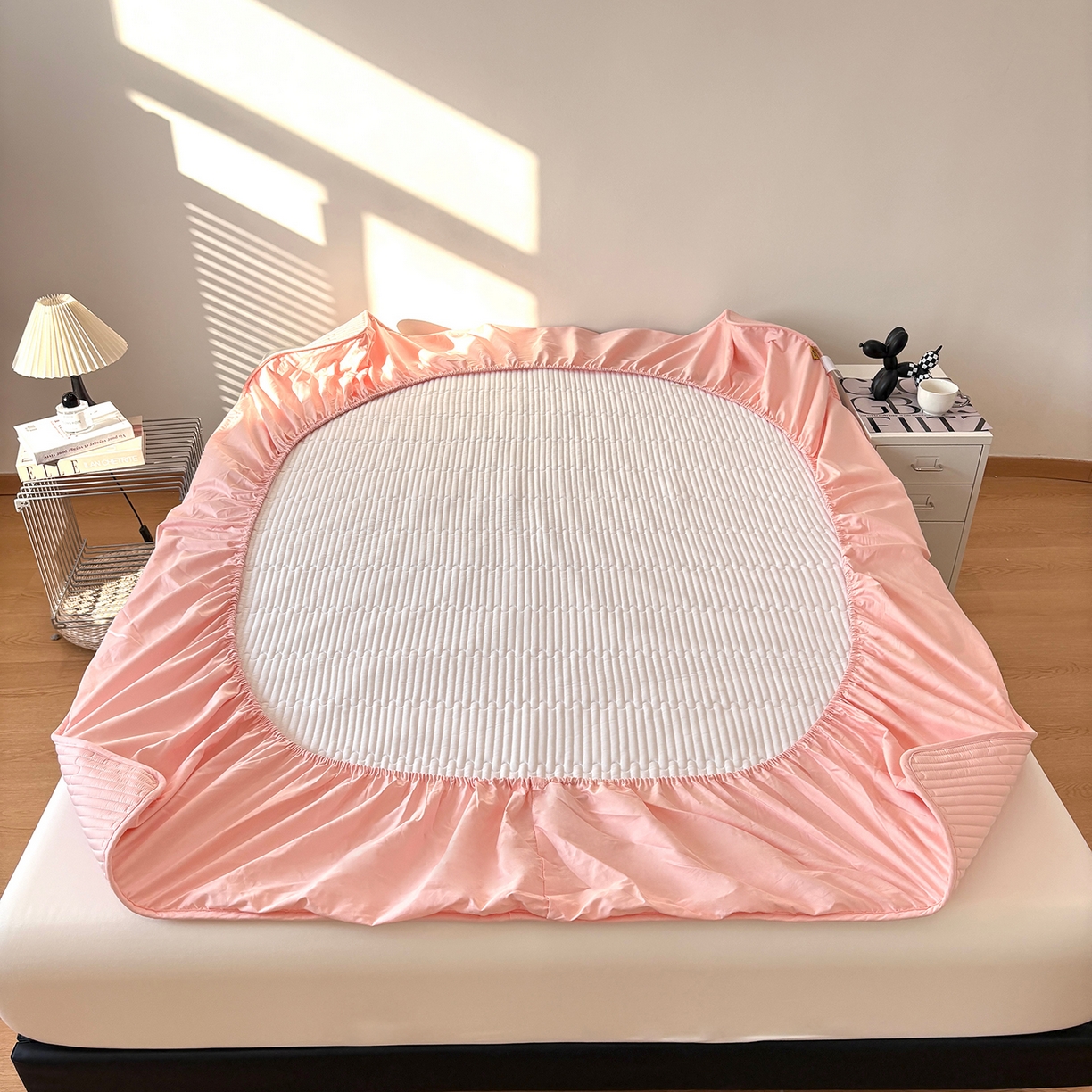 91家纺网 家纺一手货源 找家纺 居眠 2026新款卡米-100全棉深睡夹棉床笠 卡米-粉