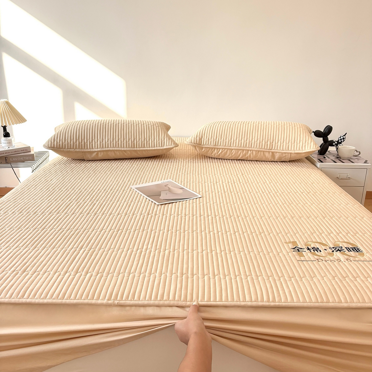 91家纺网 家纺一手货源 找家纺 居眠 2026新款卡米-100全棉深睡夹棉床笠 卡米-卡