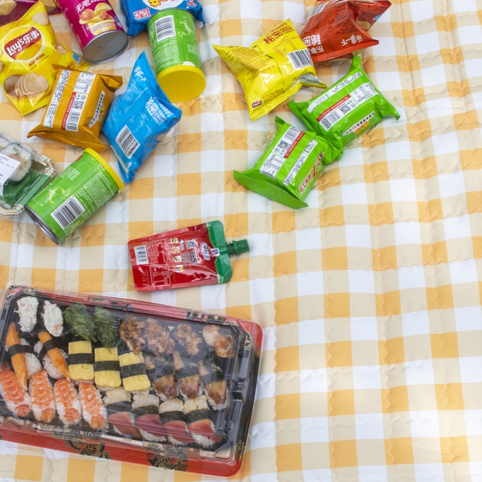 91家纺网 家纺一手货源 找家纺 欣宜家纺 2025新款ins风加厚绗缝防泼水野餐垫 黄白格