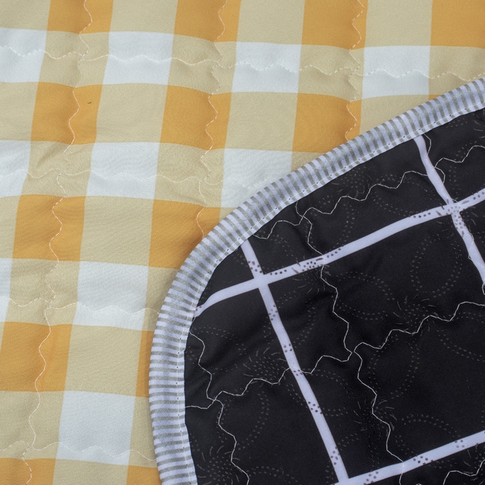 91家纺网 家纺一手货源 找家纺 欣宜家纺 2025新款ins风加厚绗缝防泼水野餐垫 黄白格