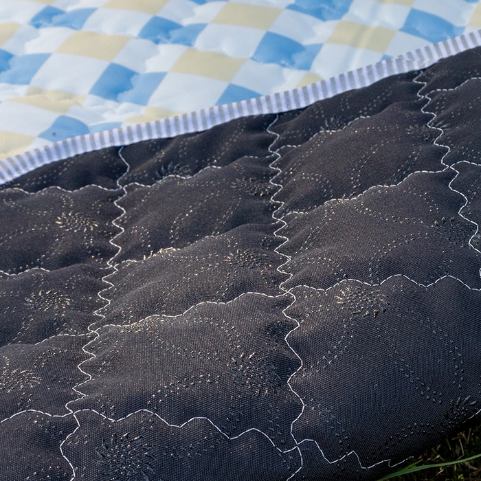 91家纺网 家纺一手货源 找家纺 欣宜家纺 2025新款ins风加厚绗缝防泼水野餐垫 黄蓝格