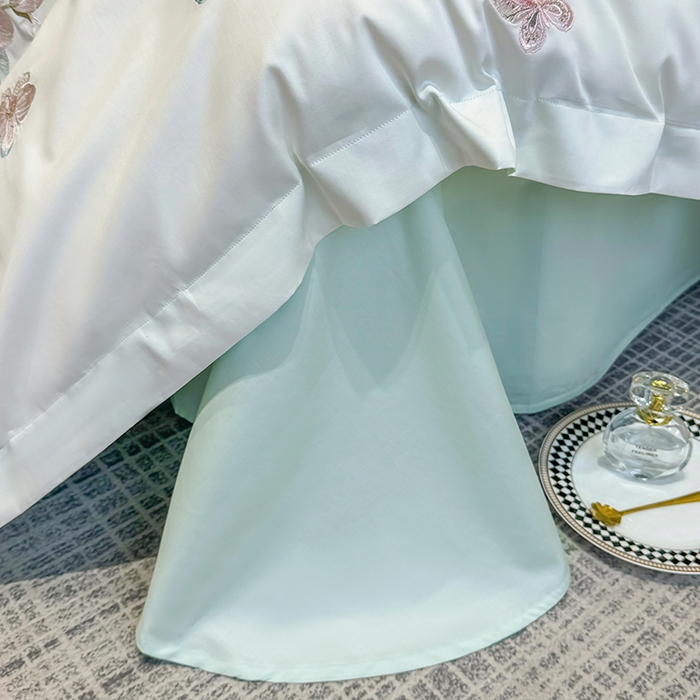 91家纺网 家纺一手货源 找家纺 欣宜家纺 2026春夏新款A类60支长绒棉刺绣四件套--蝶纷飞系列 蝶纷飞-绿