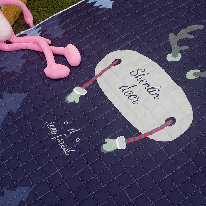 91家纺网 家纺一手货源 找家纺 欣宜家纺 2025新款ins风加厚绗缝防泼水野餐垫 圣诞鹿