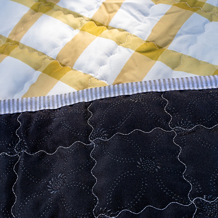 91家纺网 家纺一手货源 找家纺 欣宜家纺 2025新款ins风加厚绗缝防泼水野餐垫 笑脸郁金香