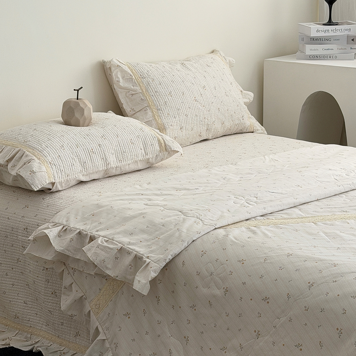 91家纺网 家纺一手货源 找家纺 （总）佰织鑫家居 2026新款韩系花边款全棉砂洗多功能四件套夏被四件套（会员-5）