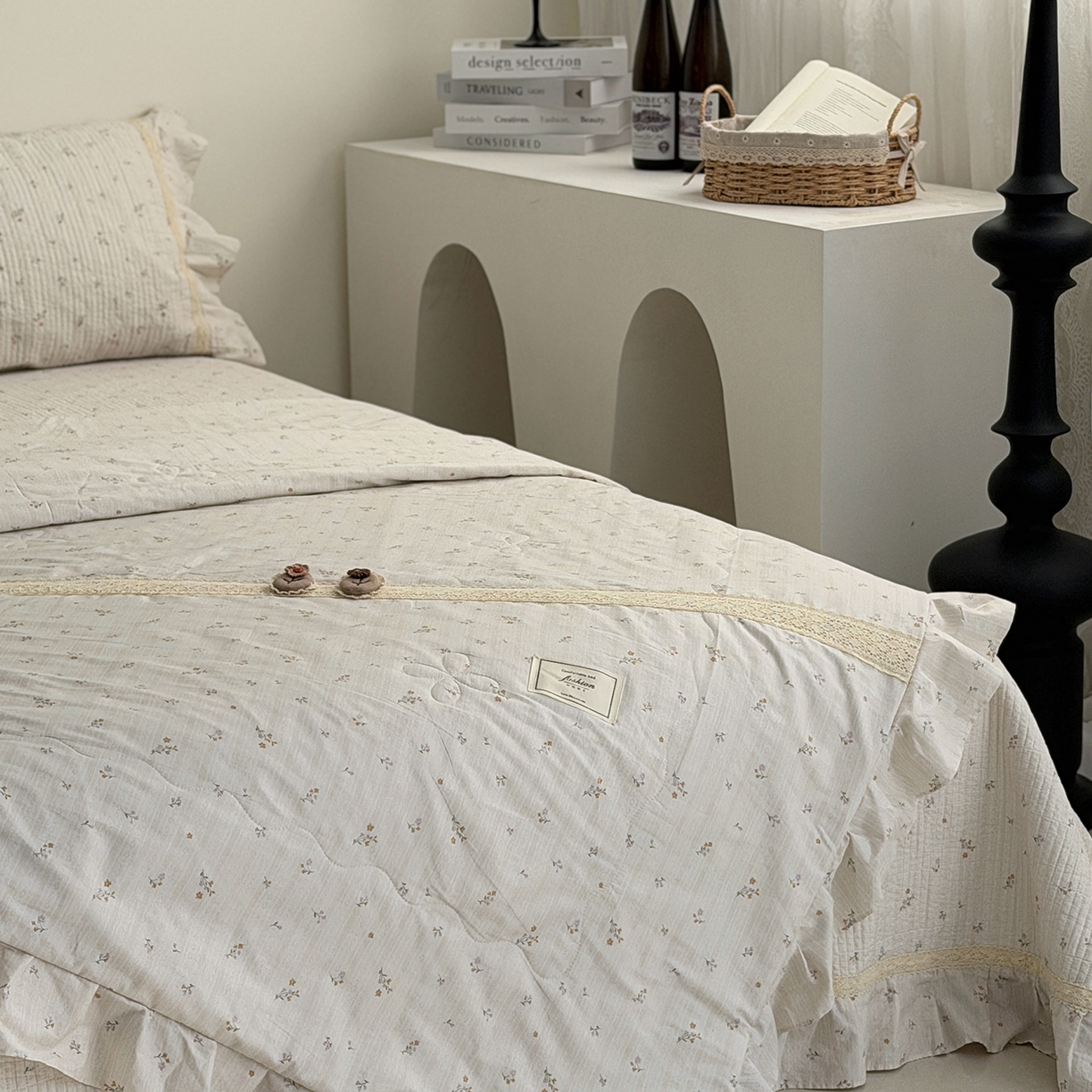 91家纺网 家纺一手货源 找家纺 佰织鑫家居 2026新款韩系花边款全棉砂洗多功能四件套夏被四件套（会员-5） 洛伊