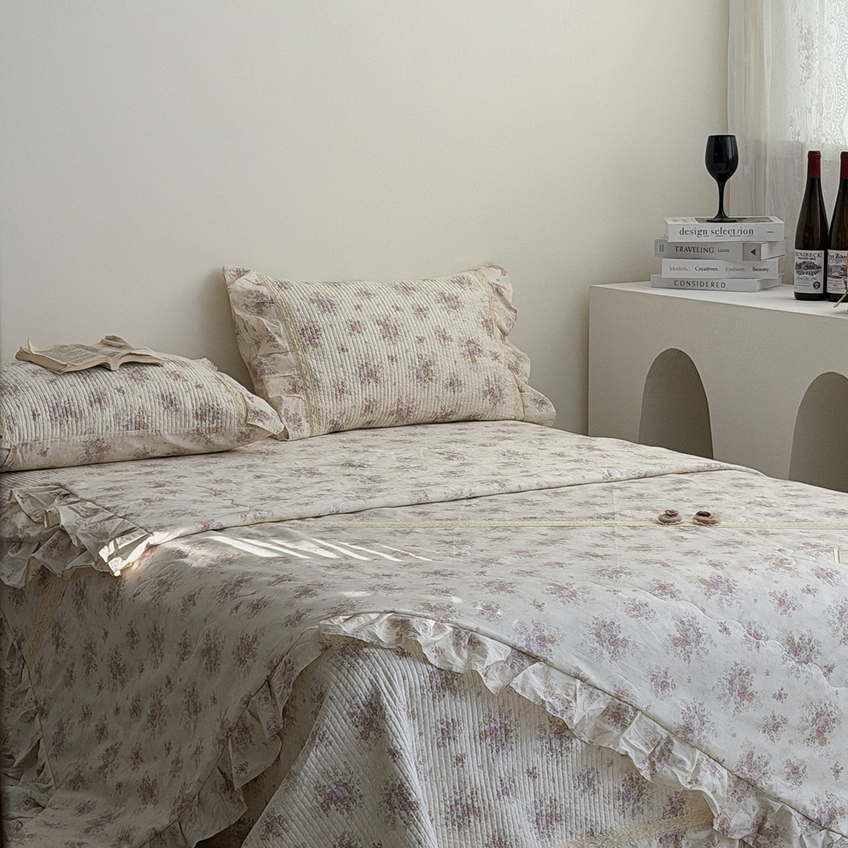 91家纺网 家纺一手货源 找家纺 佰织鑫家居 2026新款韩系花边款全棉砂洗多功能四件套夏被四件套（会员-5） 悠悠花园