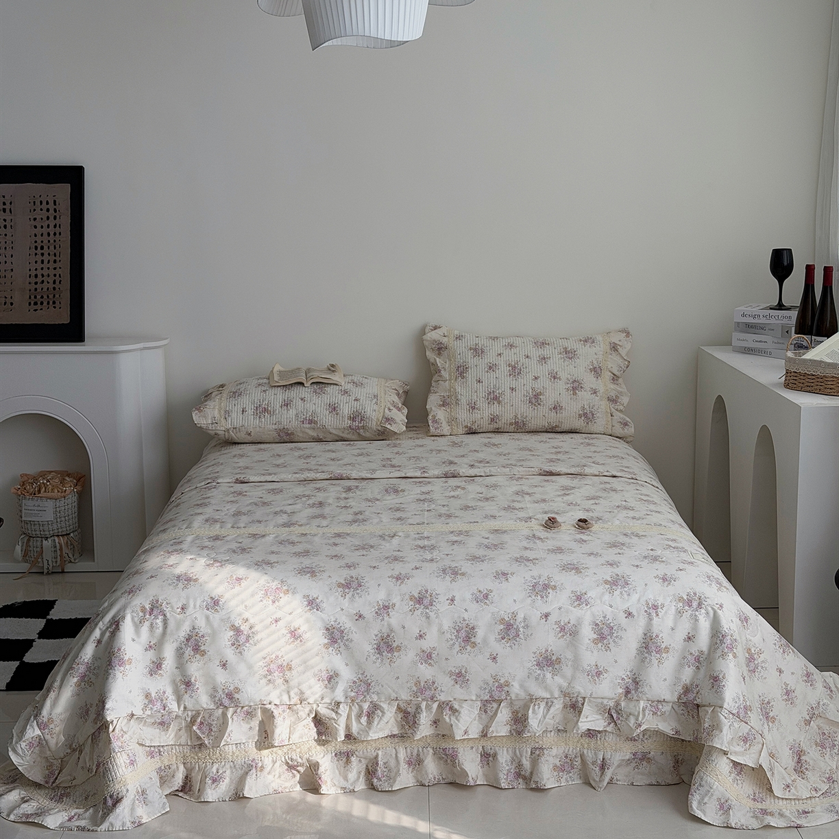 91家纺网 家纺一手货源 找家纺 佰织鑫家居 2026新款韩系花边款全棉砂洗多功能四件套夏被四件套（会员-5） 悠悠花园