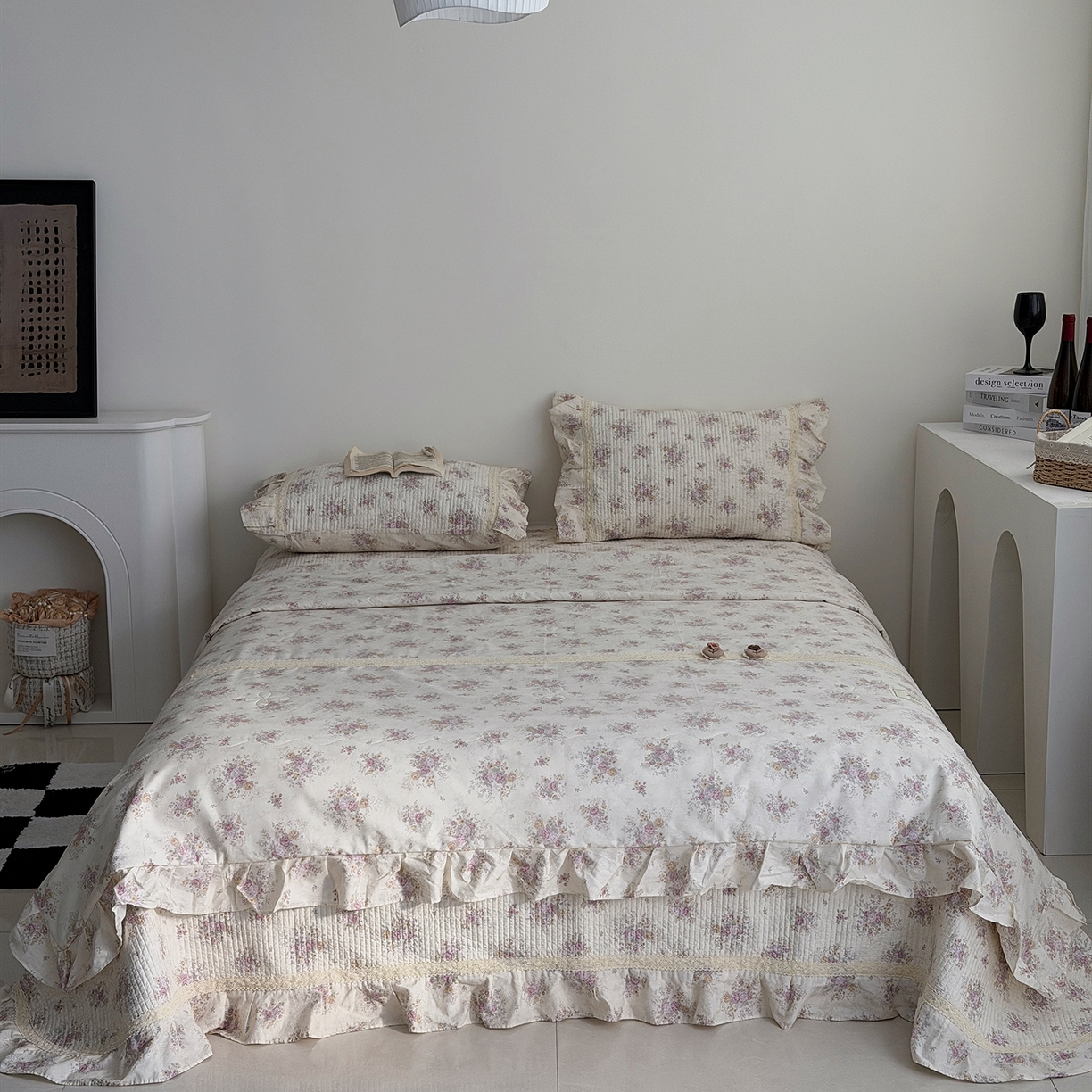 91家纺网 家纺一手货源 找家纺 佰织鑫家居 2026新款韩系花边款全棉砂洗多功能四件套夏被四件套（会员-5） 悠悠花园