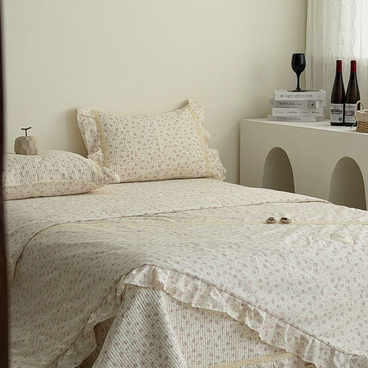 91家纺网 家纺一手货源 找家纺 佰织鑫家居 2026新款韩系花边款全棉砂洗多功能四件套夏被四件套（会员-5） 宛如初见