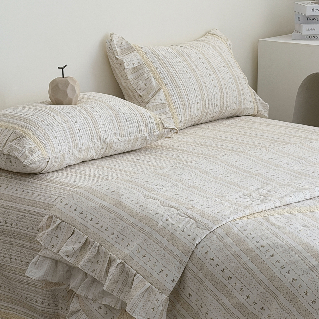 91家纺网 家纺一手货源 找家纺 佰织鑫家居 2026新款韩系花边款全棉砂洗多功能四件套夏被四件套（会员-5） 小柔花夕