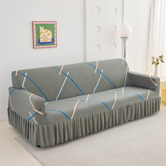 91家纺网 家纺一手货源 找家纺 （总）兴俪韵家纺 2025新款裙边款图案双扶手沙发套