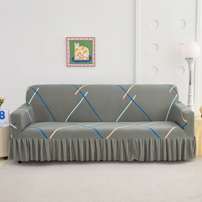 91家纺网 家纺一手货源 找家纺 （总）兴俪韵家纺 2025新款裙边款图案双扶手沙发套