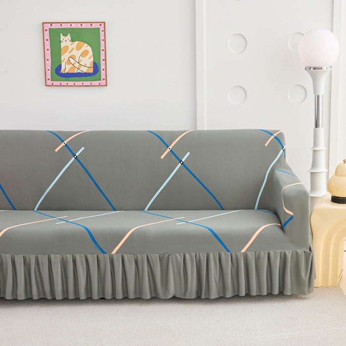 91家纺网 家纺一手货源 找家纺 （总）兴俪韵家纺 2025新款裙边款图案双扶手沙发套