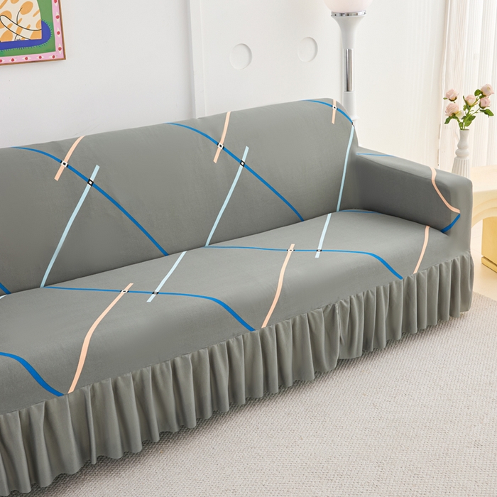 91家纺网 家纺一手货源 找家纺 （总）兴俪韵家纺 2025新款裙边款图案双扶手沙发套