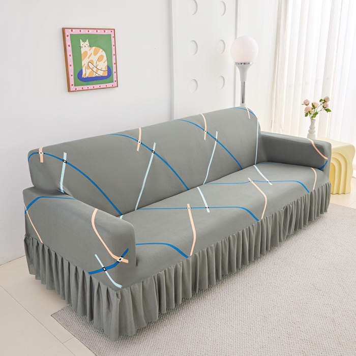 91家纺网 家纺一手货源 找家纺 （总）兴俪韵家纺 2025新款裙边款图案双扶手沙发套