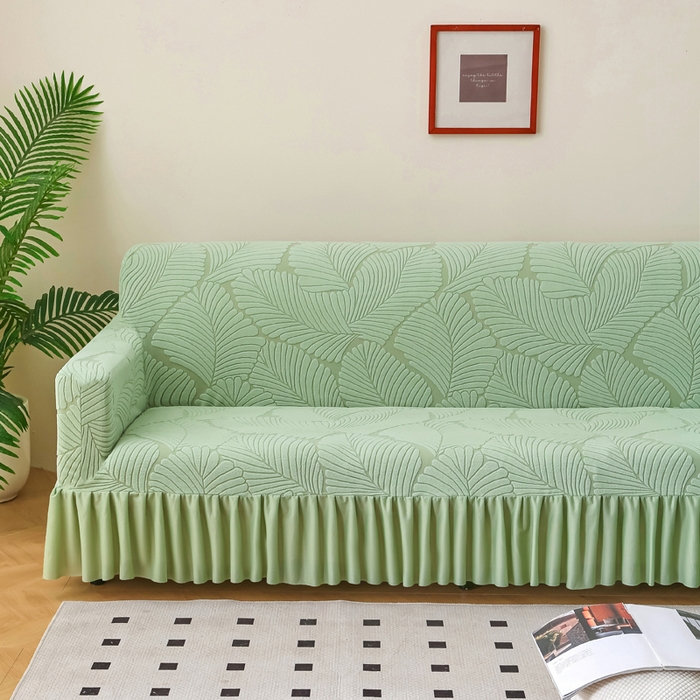 91家纺网 家纺一手货源 找家纺 兴俪韵家纺 2025新款大枫叶双扶手沙发套 大枫叶-薄荷绿