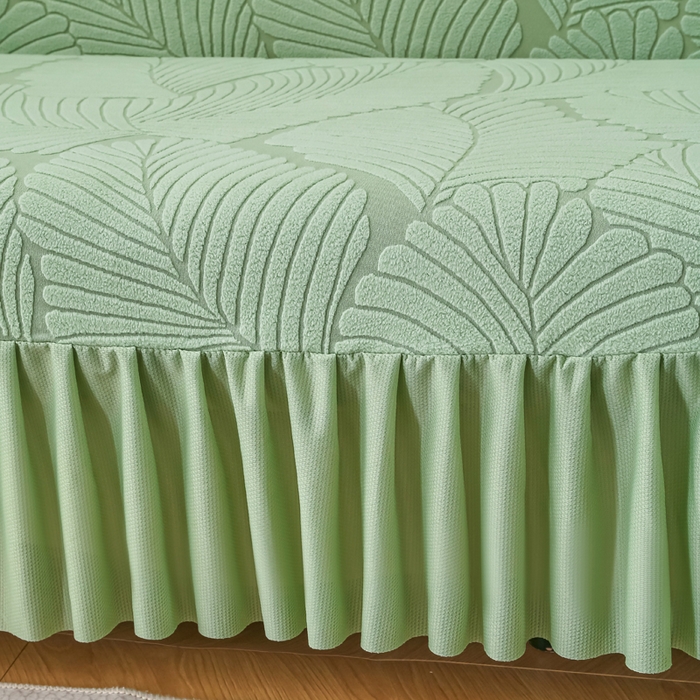 91家纺网 家纺一手货源 找家纺 兴俪韵家纺 2025新款大枫叶双扶手沙发套 大枫叶-薄荷绿