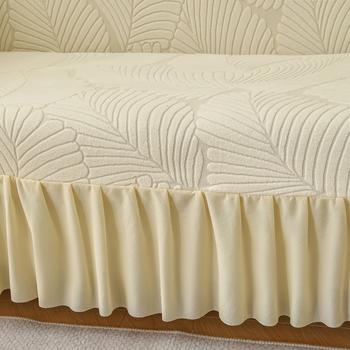 91家纺网 家纺一手货源 找家纺 兴俪韵家纺 2025新款大枫叶双扶手沙发套 大枫叶-米黄