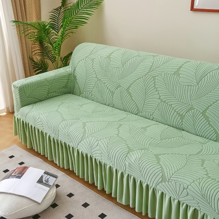 91家纺网 家纺一手货源 找家纺 兴俪韵家纺 2025新款大枫叶双扶手沙发套 大枫叶-薄荷绿