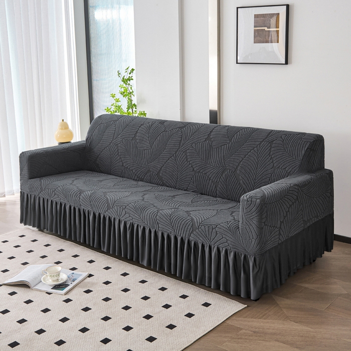 91家纺网 家纺一手货源 找家纺 兴俪韵家纺 2025新款大枫叶双扶手沙发套 大枫叶-深灰