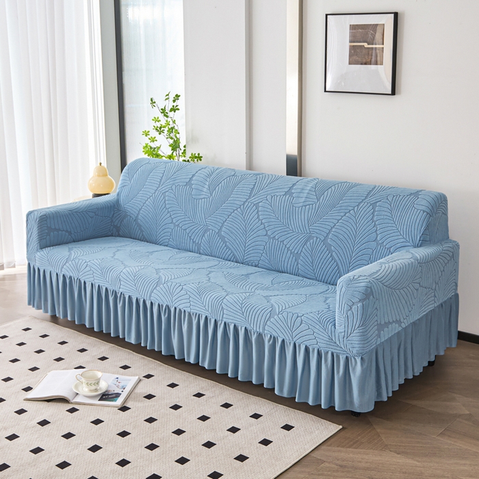 91家纺网 家纺一手货源 找家纺 兴俪韵家纺 2025新款大枫叶双扶手沙发套 大枫叶-天蓝