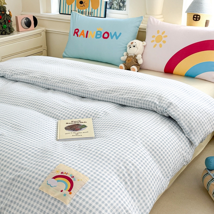 91家纺网 家纺一手货源 找家纺 温眠家纺 2025新款水洗云朵棉（高克重）数码布标四件套 彩虹