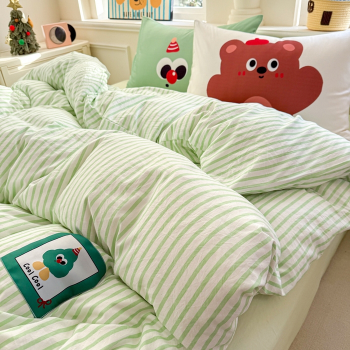 91家纺网 家纺一手货源 找家纺 温眠家纺 2025新款水洗云朵棉（高克重）数码布标四件套 森林