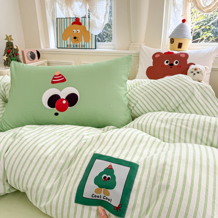 91家纺网 家纺一手货源 找家纺 温眠家纺 2025新款水洗云朵棉（高克重）数码布标四件套 森林