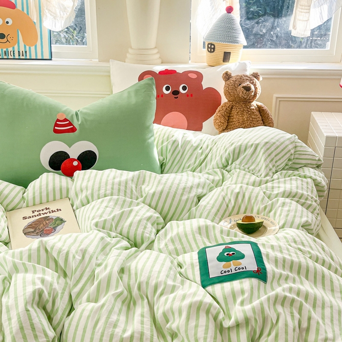 91家纺网 家纺一手货源 找家纺 温眠家纺 2025新款水洗云朵棉（高克重）数码布标四件套 森林